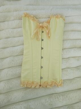 Amazon Yellow Peach Ruffle Bustier Corset Top